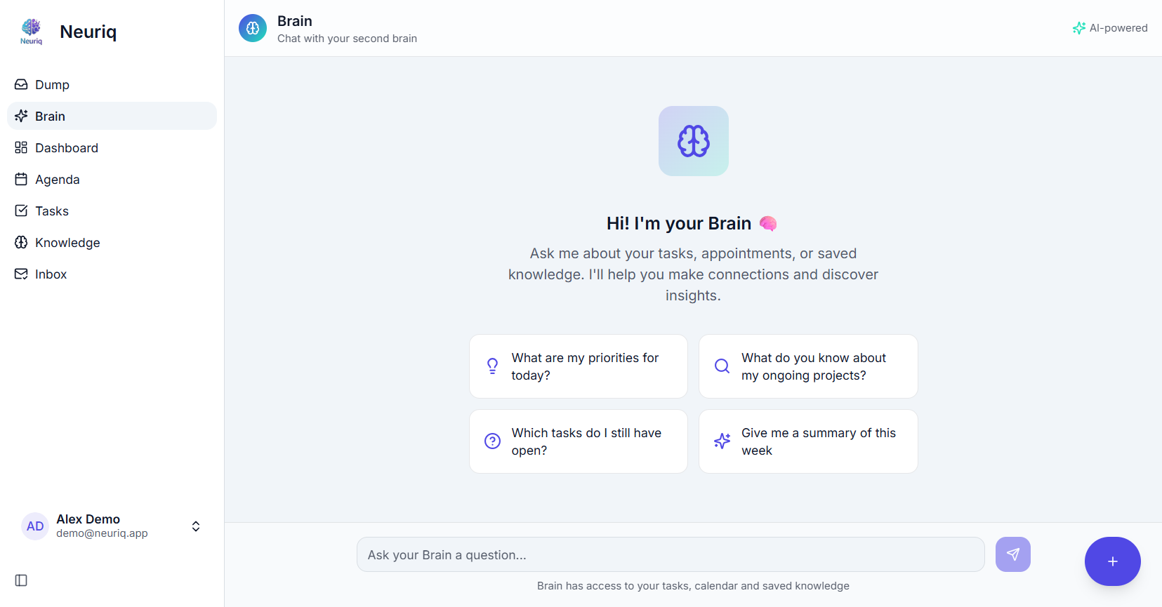 Ask Your Brain - AI-powered personal assistant that answers questions based on your data.